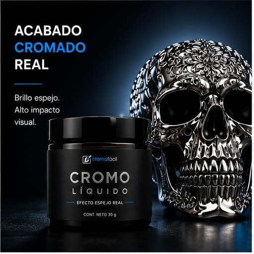 Acabado cromado real — brillo espejo, alto impacto visual