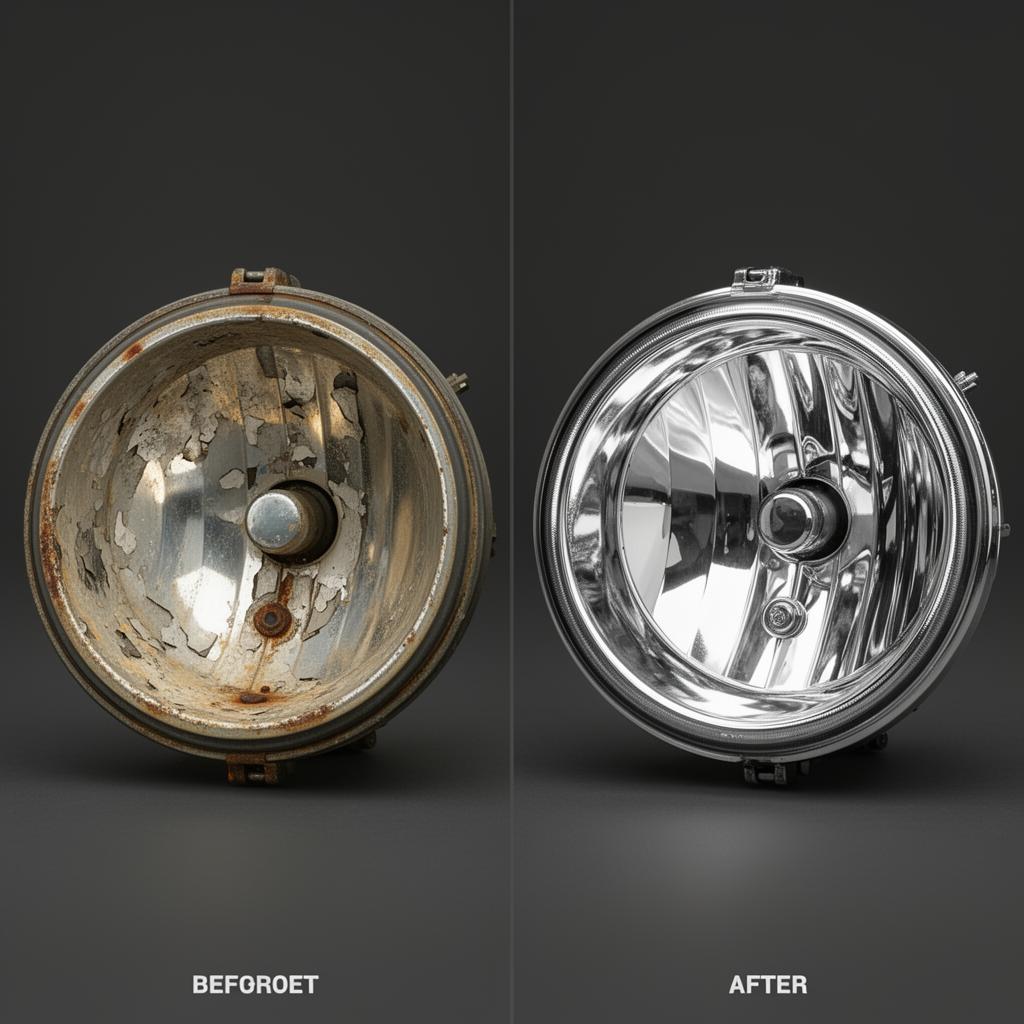 Antes y después óptica restaurada